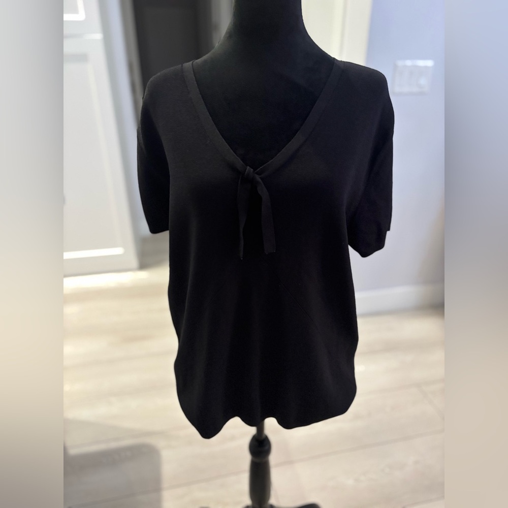 Sag Harbor Womens T-Shirt Black Short Sleeve Crew#619
